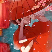 谁帮我做一对大鱼的,撑伞的那个头像啊,谢谢