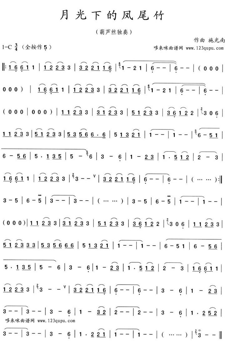 月光下的凤尾竹(葫芦丝纯音乐版)